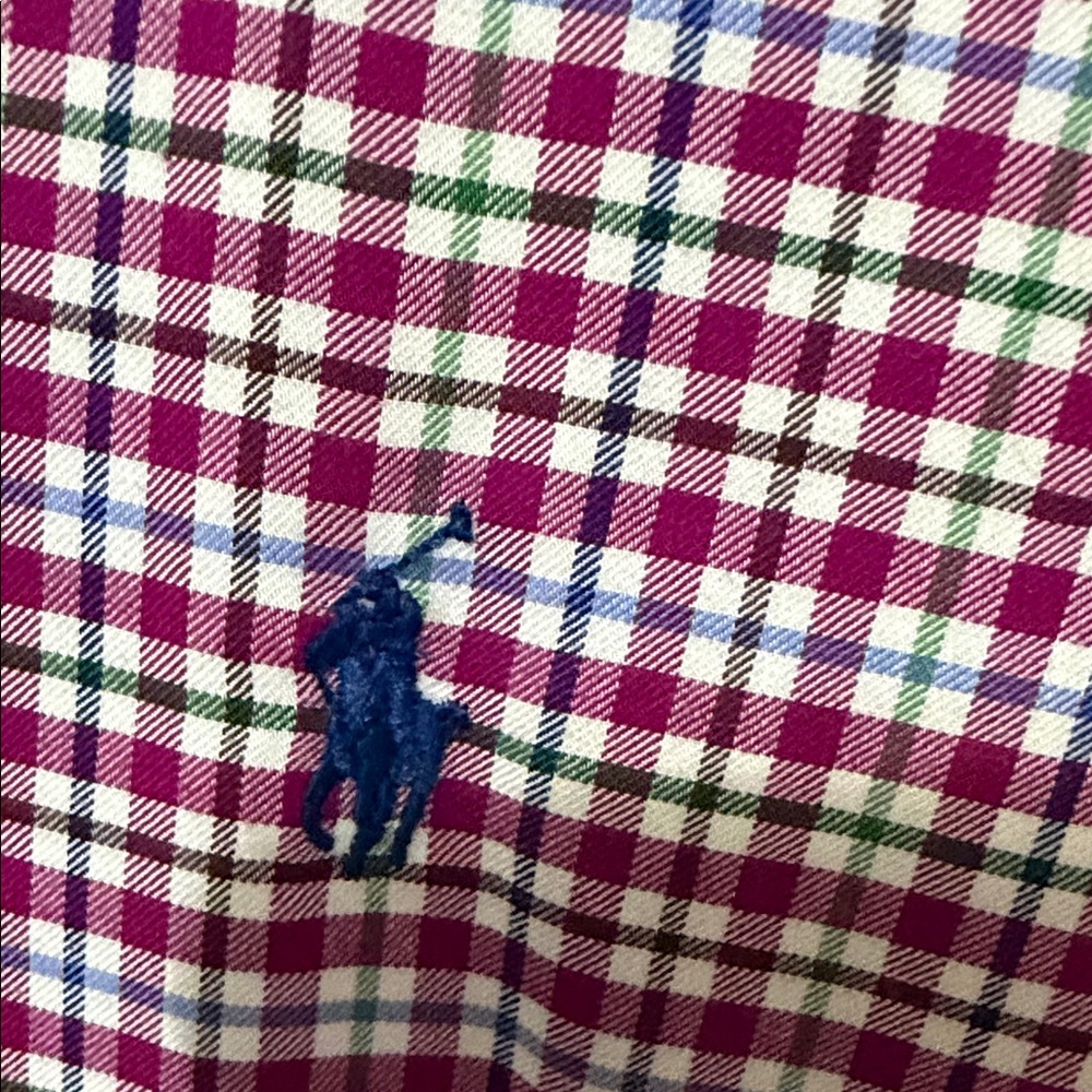 Polo by Ralph Lauren Slim Fit Men's Burgundy Checkered Shirt XL - Picture 4 of 7